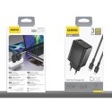 Ładowarka sieciowa GaN z kablem USB-C 1m 65W - czarna