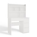 Biurko MIJAS Prawe z Nadstawką Biel Mat 4 Szuflady 4 Półki Do Biura Pokoju