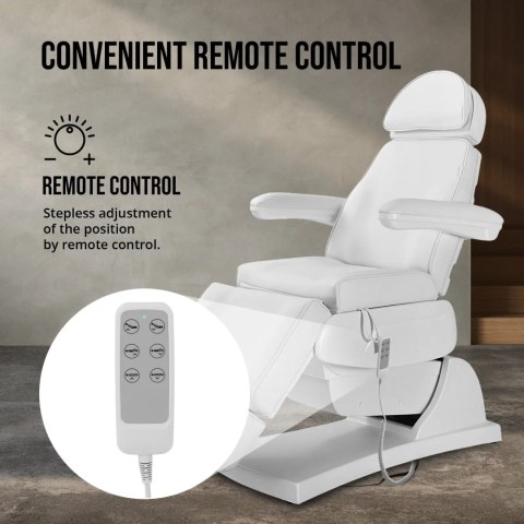 Fotel kosmetyczny do tatuażu masażu spa elektryczny 3 silniki 200 W LATINA - biały
