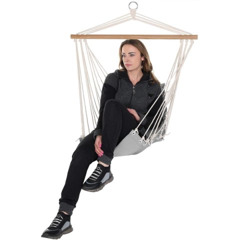 HAMAK FOTEL WISZĄCY BRAZYLIJSKI 100x50CM NATURA Z WSZYTĄ PODUSZKĄ SZARY