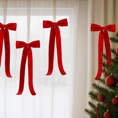 KOKARDA DEKORACYJNA CZERWONA 2x19x48CM 4SZT MICA