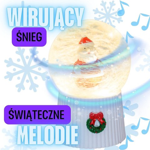 KULA ŚNIEŻNA GRAJĄCA 147MM LED MIKOŁAJ