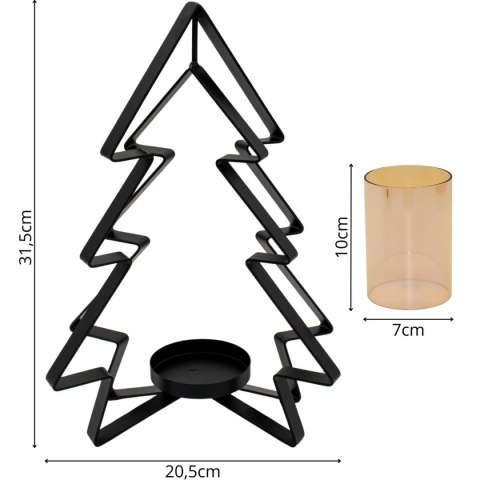 ŚWIECZNIK METALOWY 31,5CM CHOINKA MICA