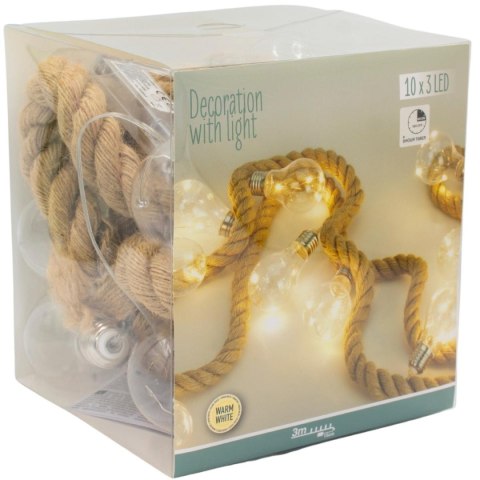 WĄŻ ŚWIETLNY 30LED 280 CM CIEPŁY BIAŁY JUTA