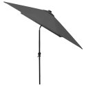 Parasol z lampkami LED, na stalowym słupku, antracyt, 2x3 m