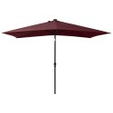 Parasol z lampkami LED, na stalowym słupku, bordo, 2x3 m