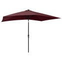 Parasol z lampkami LED, na stalowym słupku, bordo, 2x3 m