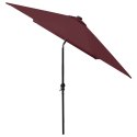 Parasol z lampkami LED, na stalowym słupku, bordo, 2x3 m