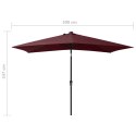 Parasol z lampkami LED, na stalowym słupku, bordo, 2x3 m