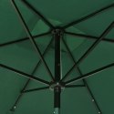 Parasol z lampkami LED, na stalowym słupku, zielony, 2x3 m