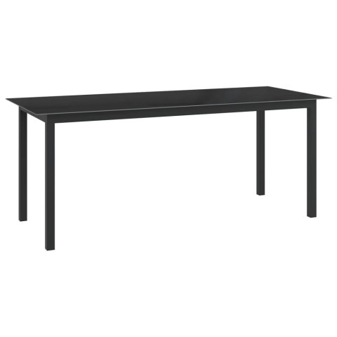 Stół ogrodowy, czarny, 190x90x74 cm, aluminium i szkło