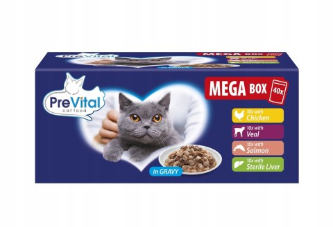 PREVITAL saszetki dla kota mix smaków box 40x100g