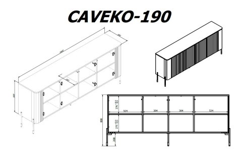 Komoda VERA 190x40x80 czarny mat
