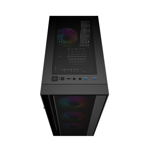 GEMBIRD OBUDOWA FORNAX 4000 MIDI-TOWER (2X USB 3.0, 1X USB 2.0, HD AUDIO, SZKLANY PANEL BOCZNY, PODŚWIETLENIE ARGB) CZARNA