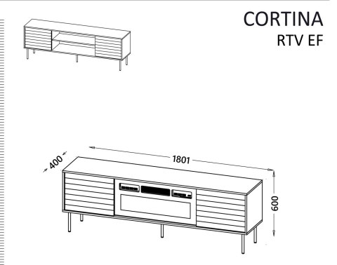 Szafka RTV EF CORTINA 180x40x60 czarny/orzech