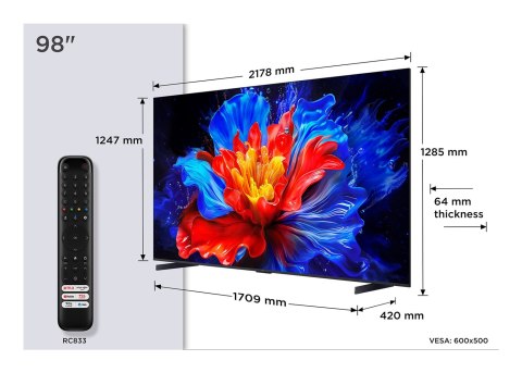Telewizor TCL 98P89K QLED 98'' 4K Ultra HD 120 Hz Google TV Dolby Atmos Metaliczny