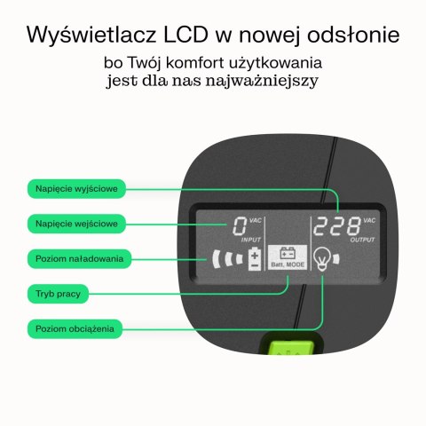 GREEN CELL UPS POWERPROOF 900W/1500VA MODYFIKOWANA SINUSOIDA