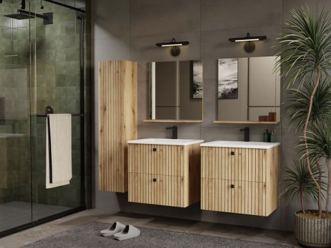 SZAFKA POD UMYWALKĘ TIGO 60 2S DĄB EVOKE RYFLOWANY FRONT + UMYWALKA