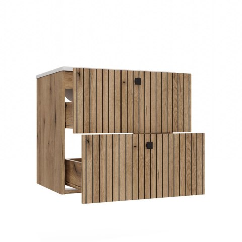 SZAFKA POD UMYWALKĘ TIGO 60 2S DĄB EVOKE RYFLOWANY FRONT + UMYWALKA