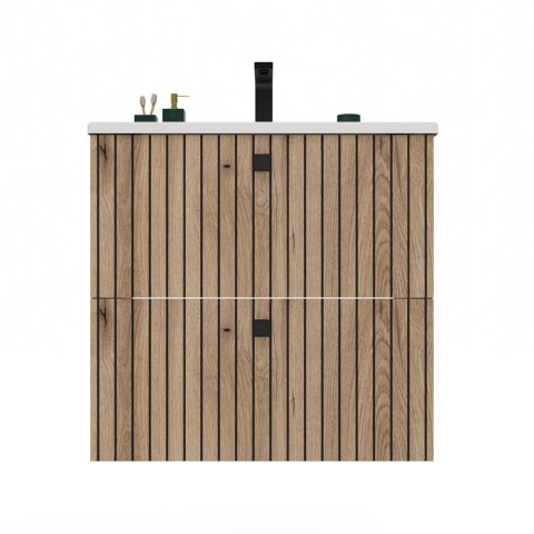 SZAFKA POD UMYWALKĘ TIGO 60 2S DĄB EVOKE RYFLOWANY FRONT + UMYWALKA