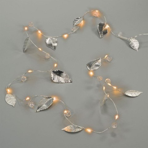 Oświetlenie perełkowe i srebrne listki, 20 diod LED, ciepła