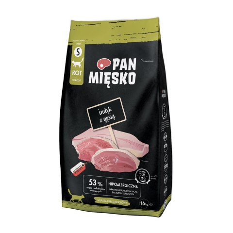 Pan Mięsko Indyk z gęsią sucha karma dla kota chrupki S 1,6kg