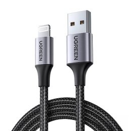 Kabel przewód w oplocie USB-A - iPhone Lightning MFi 2m - czarny