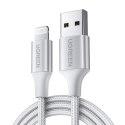Kabel przewód w oplocie USB-A - iPhone Lightning MFi 2m - srebrny