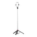 Selfie stick teleskopowy z pilotem + 2x lampka LED stojak tripod na telefon 1.3m - czarny