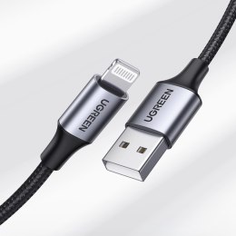Kabel przewód w oplocie USB-A - iPhone Lightning MFi 1.5m - czarny