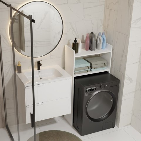 Szafka Łazienkowa NINA NP BIAŁA Na Pralkę Regał Słupek 2 Półki Do Łazienki