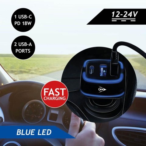 ŁADOWARKA SAMOCHODOWA MULTI 2x USB A + USB C DUNLOP