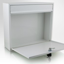 Biała Skrzynka pocztowa na listy połyskowa wrzutnia na gazety ulotki poczte