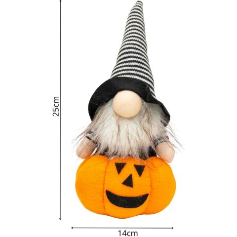 FIGURKA DEKORACYJNA NA DYNI 25CM LED HALLOWEEN POMARAŃCZOWA