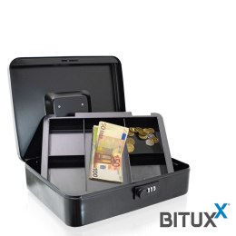 Metalowa kasetka na pieniądze zamykana na szyfr 30cm skrytka transportowa