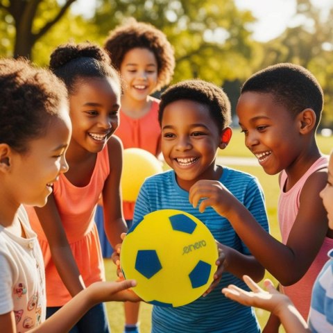 PIŁKA PIANKOWA SOFT ENERO 20CM ŻÓŁTO NIEBIESKA