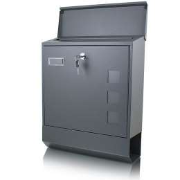 Skrzynka pocztowa na listy A4 Grafitowa duża z gazetnikiem wrzutnia