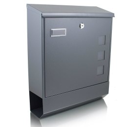 Skrzynka pocztowa na listy A4 Grafitowa duża z gazetnikiem wrzutnia