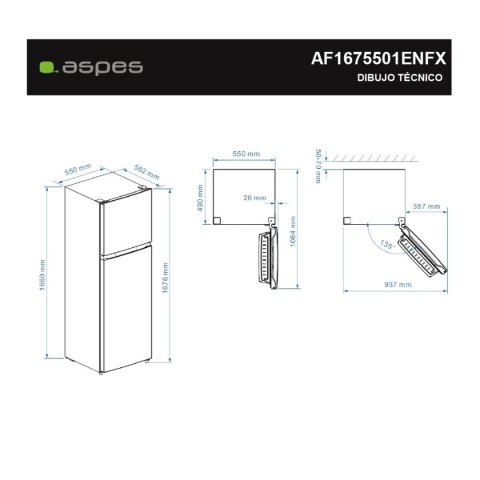 Lodówka kombinowana Aspes AF1675501ENFX