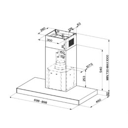 Okap konwencjonalny Mepamsa Stilo 70 288 W 690 m3/h 70 cm Stal
