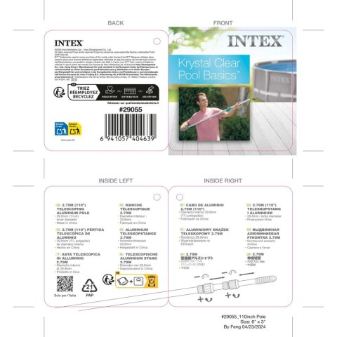 Uchwyt Teleskopowy Intex 3 x 279 x 3 cm (24 Sztuk)