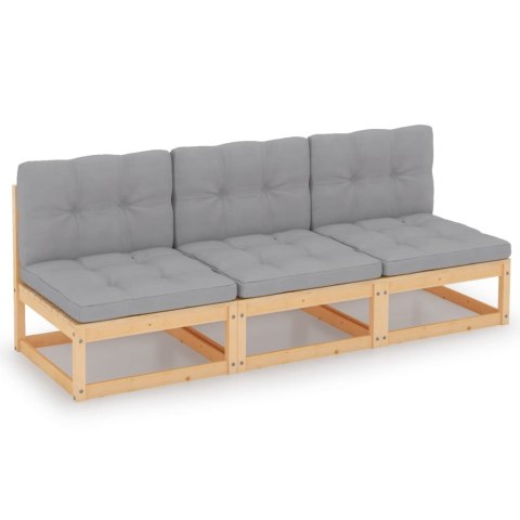 3-osobowa sofa z poduszkami, lite drewno sosnowe