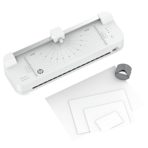 HP Laminator ONELAM COMBO A3, na zimno/gorąco, zintegrowany trymer, zaokrąglacz rogów, prędkość 40cm/min + 15 folii: 3xA4, 4xA5,