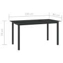 Stół ogrodowy, czarny, 150x90x74 cm, aluminium i szkło