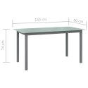 Stół ogrodowy, szary, 150x90x74 cm, aluminium i szkło