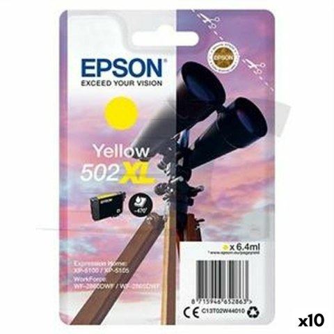 Oryginalny Wkład Atramentowy Epson XP-5100 5105 WF2860DWF 2865DWF Nº 502XL Żółty (10 Sztuk)