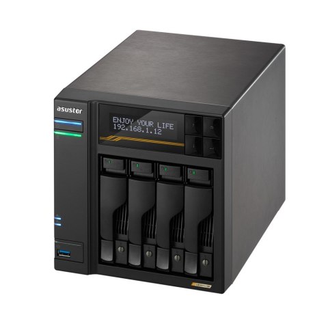 NAS Asustor AS6804T; Tower; 4x (3.5" SATA HDD/ 2.5" SSD); AMD Ryzen Embedded V3C14; 16G ECC DDR5 SODIMM (max. 64GB), 2x 10GbE, 2