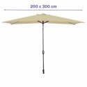 Marbueno Parasol Acero 8 Varillas 200x300 cm Poliester Brązowy Ogród, Basen, Taras