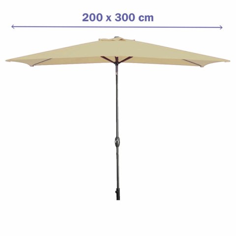 Marbueno Parasol Acero 8 Varillas 200x300 cm Poliester Brązowy Ogród, Basen, Taras