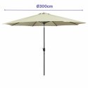 Marbueno Parasol Acero 8 Varillas D300 cm Poliester Beige Jardín, Piscina 10486